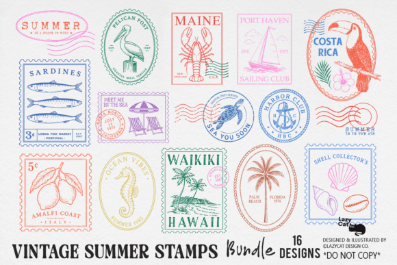 Download Vintage Summer Stamp PNG Bundle - Summer Collection