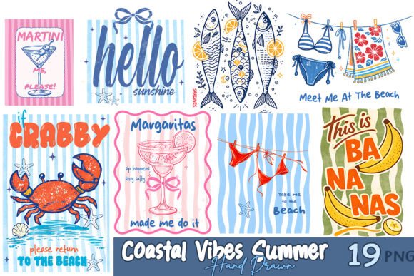 Download Coastal Vibes Summer Hand Drawn Bundle - Summer Collection