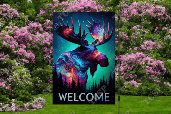 Download Northern Lights Moose Garden Flag - Garden flag Collection