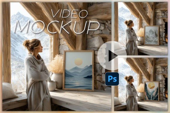 Download Wallart Video Mockup PSD Frame Mockup - Psd frame mockup Collection