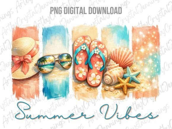 Download Summer Vibes Ocean Beach Brushstroke PNG - Summer Collection