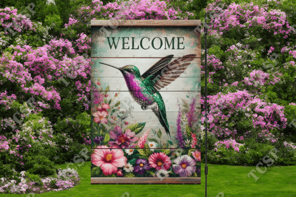 Download Hummingbird Welcome Garden Flag - Garden flag Collection