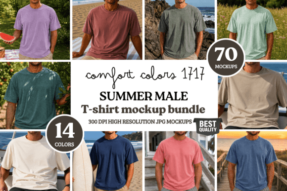 Download Comfort Colors C1717 Summer Male Mockups - Summer Collection