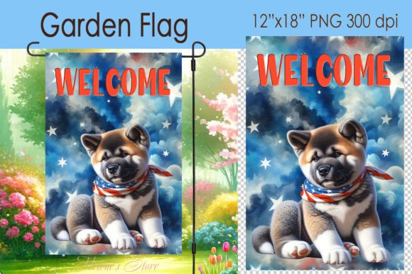 Download Welcome Patriotic Dog Garden Flag Design - Garden flag Collection