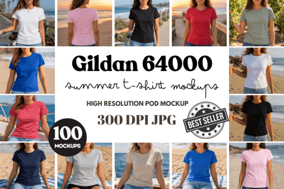 Download Gildan 64000 Summer T-shirt Mockups - Summer Collection