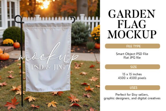 Download PSD Smart Object Fall Garden Flag Mockup - Garden flag Collection