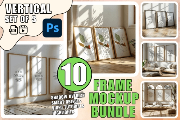Download PSD Frame Mockup Bundle Set of 3 Frames - Psd frame mockup Collection