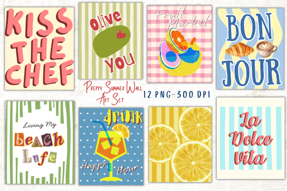 Download Preppy Summer Wall Art Set - Summer Collection