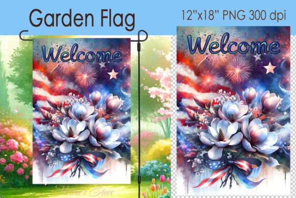 Download Welcome USA Patriotic Garden Flag Design - Premium Resources