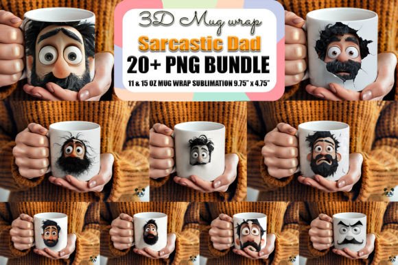 Download Dad Face 3D Fathers Day Mug Wrap Bundle - Premium Resources